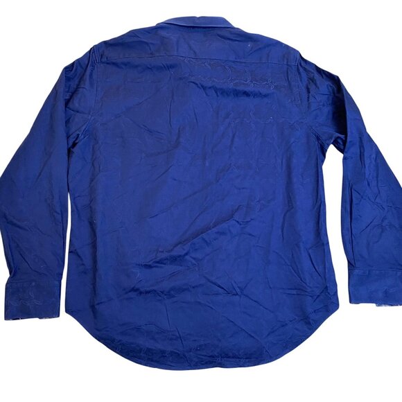Robert Graham Men's Shirt 2XL Blue Long-Sleeve Tailored Fit with Paisley Collar - Picture 2 of 11